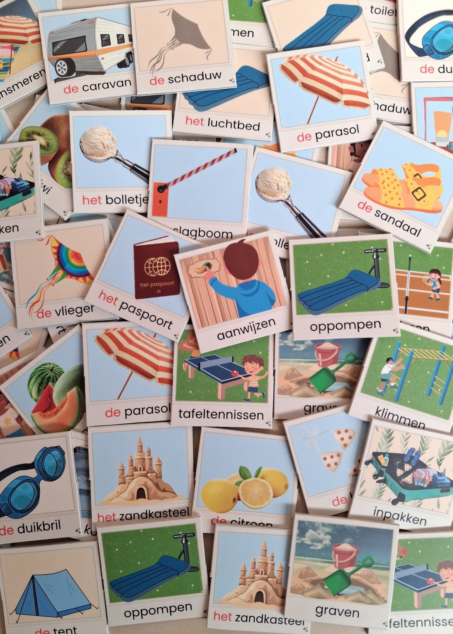 thema vakantie, thema zomer, thema strand, thema camping, woordenschat, bewegend leren, auditieve oefeningen, thema op reis, de wereld rond, kleuters, groep 1/2, memory, spel