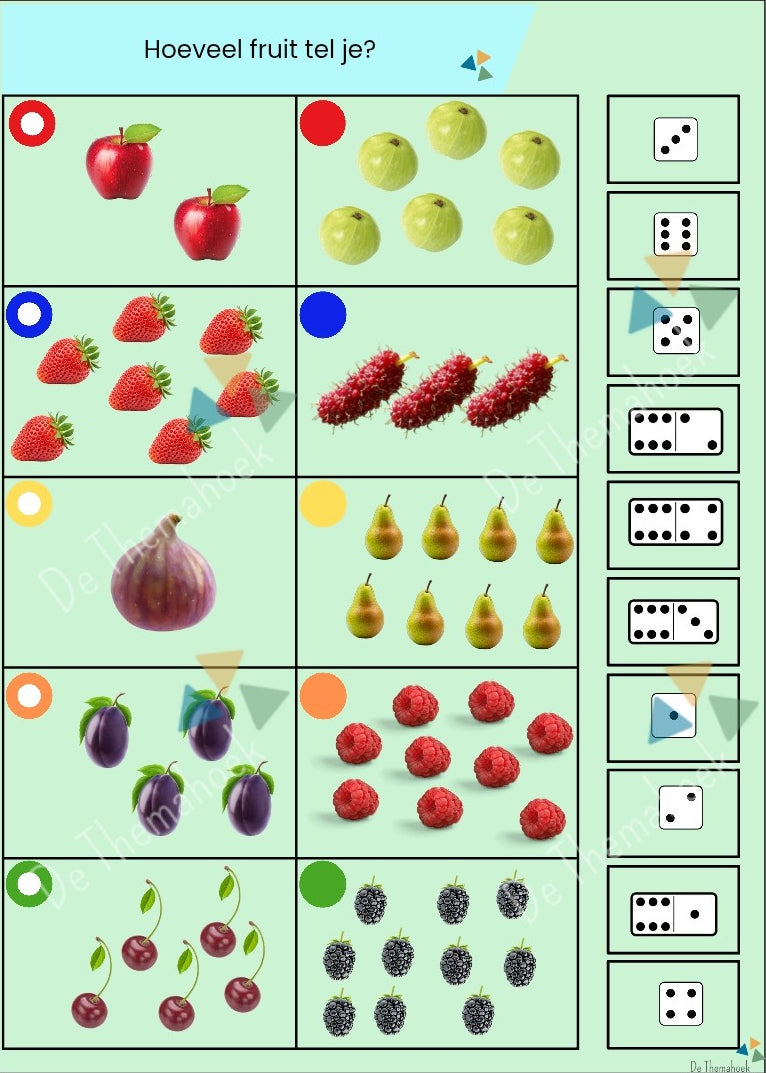 piccolo, thema boerderij, kleuters, groep 1/2, woordenschat, rekenen, tellen, letterherkenning, beginklank, tellen, cijferherkenning, dobbelsteenbeelden, rijmen, op de boerderij, de themahoek