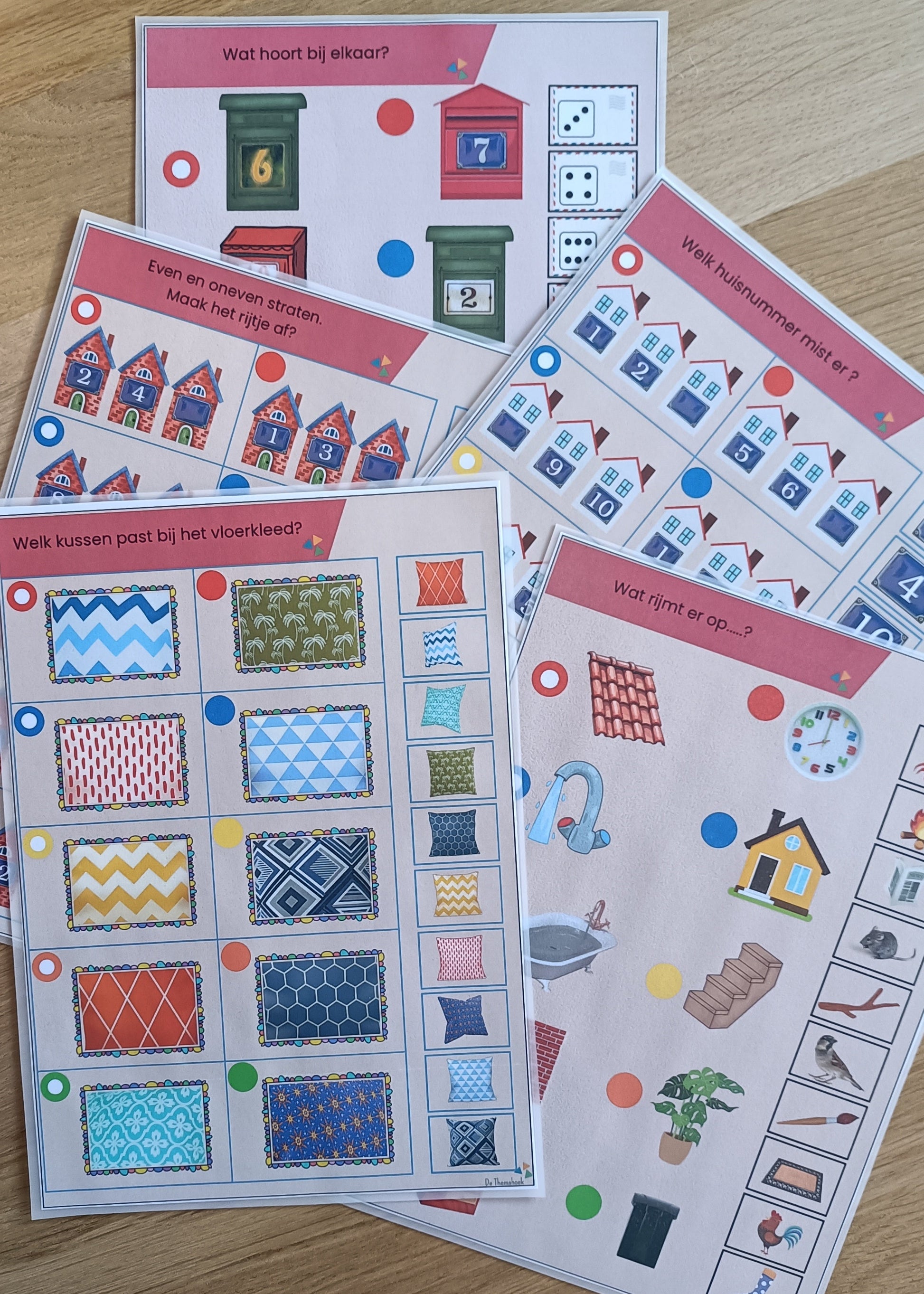 Thema mijn huis, kleuters, groep 1/2, piccolo, woordenschat, auditieve oefeningen, rekenen, tellen, cijferherkenning, tellen 10 20, huisnummers, thema, hier woon ik, huishoek, inloop, nt2 onderwijs, de themahoek, themahoek, spel, vergelijken, cijferreeks, rijmen