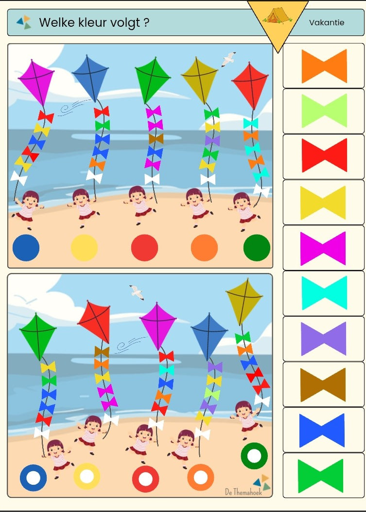 piccolo, kleuters, thema vakantie, thema camping, thema zomer, cijferkennis, letterkennis, beginklank, tellen, rijmen, groep 1/2 