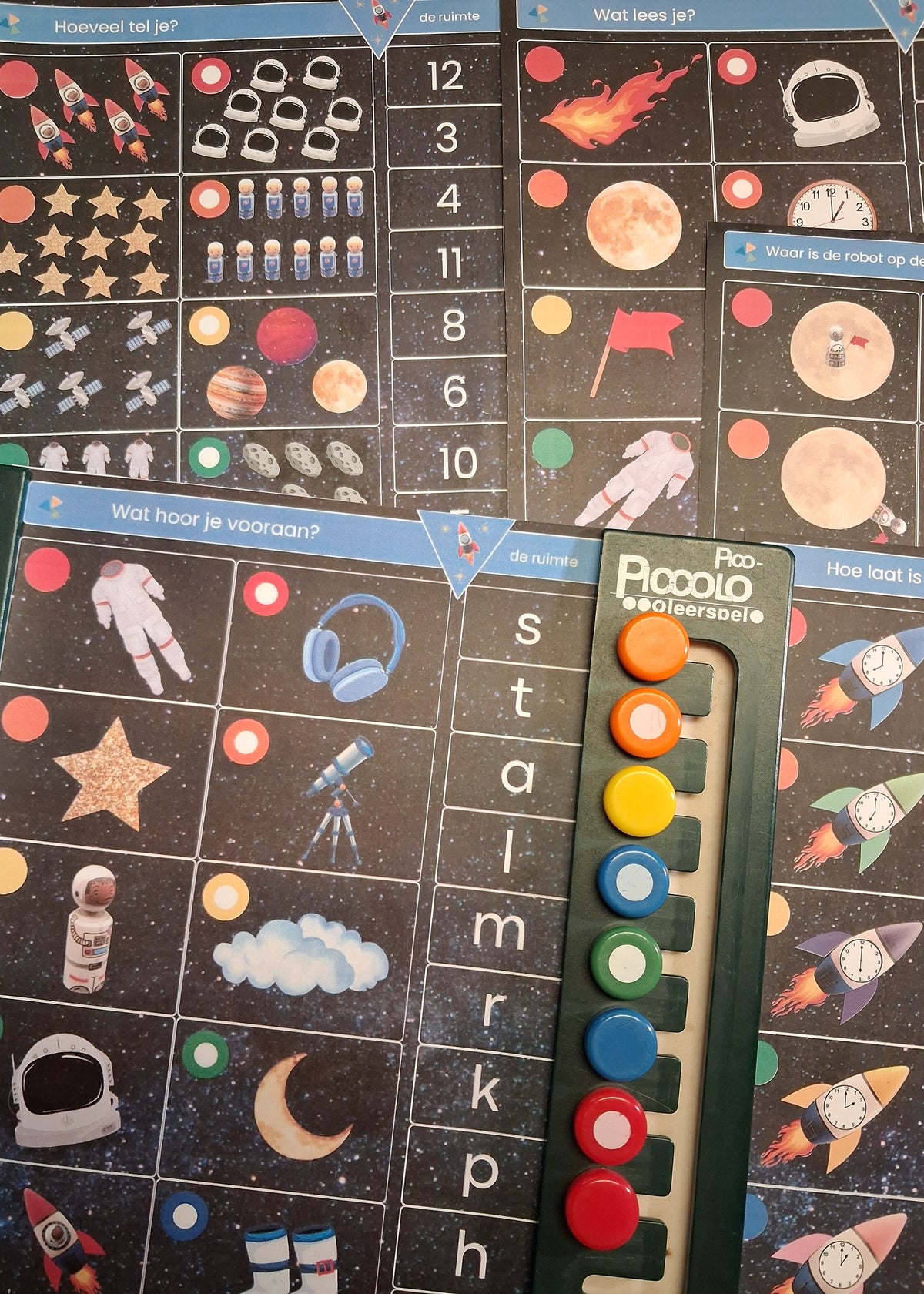 thema ruimte, piccolo, kleuters, groep 1/2, woordenschat, tellen, letterkennis, cijfers, thema de ruimte, thema ruimte kleuters, de themahoek, themahoek ruimte