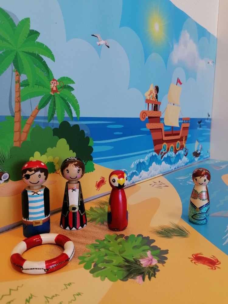 piraten groep 1/2, thema piraten, de themahoek ,verteltafel