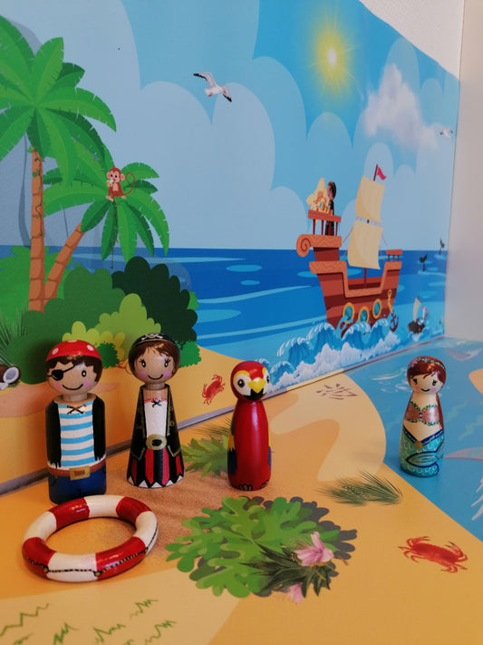 piraten groep 1/2, thema piraten, de themahoek ,verteltafel