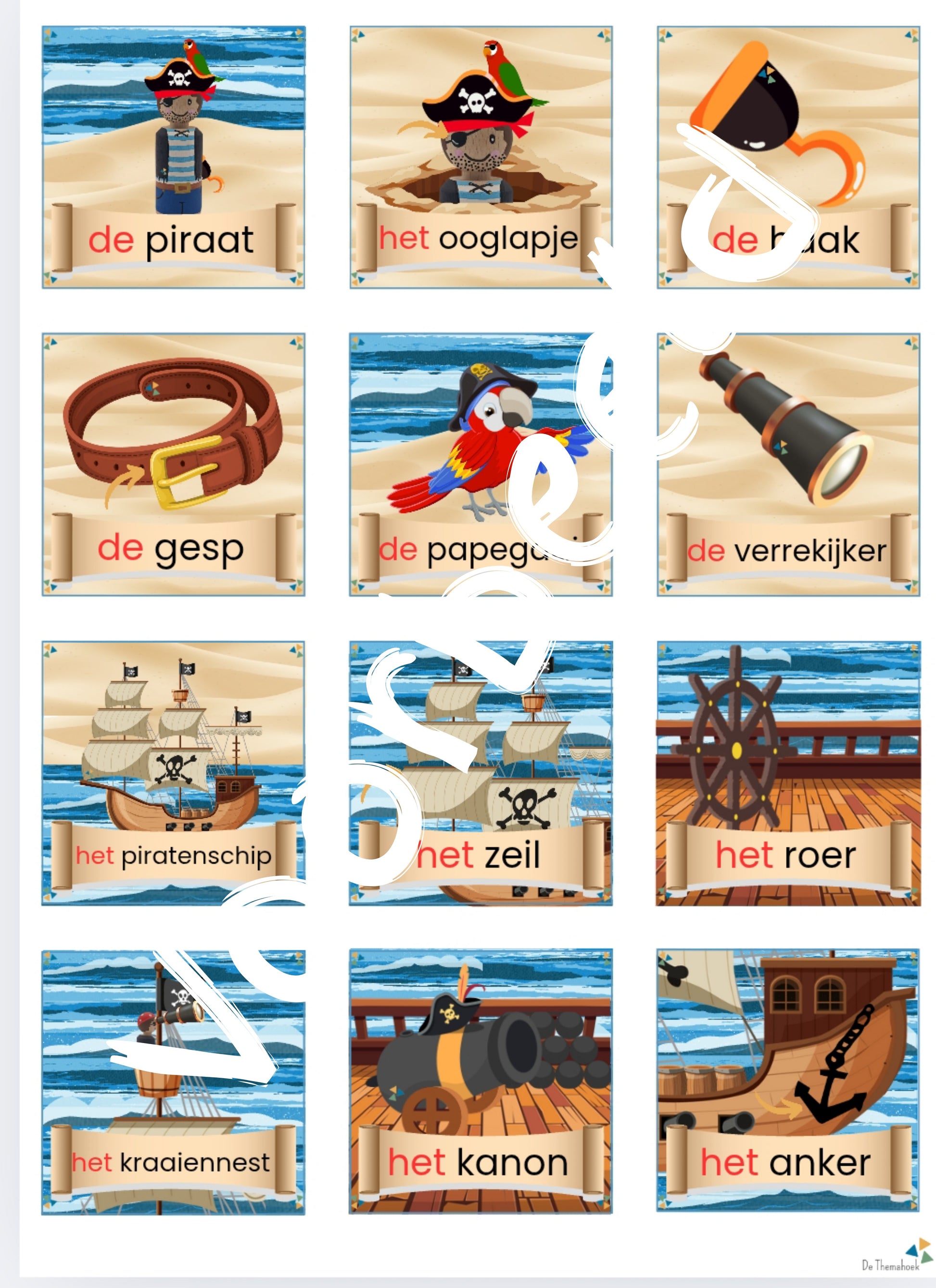 piraten memory groep1/2, thema piraten, de themahoek