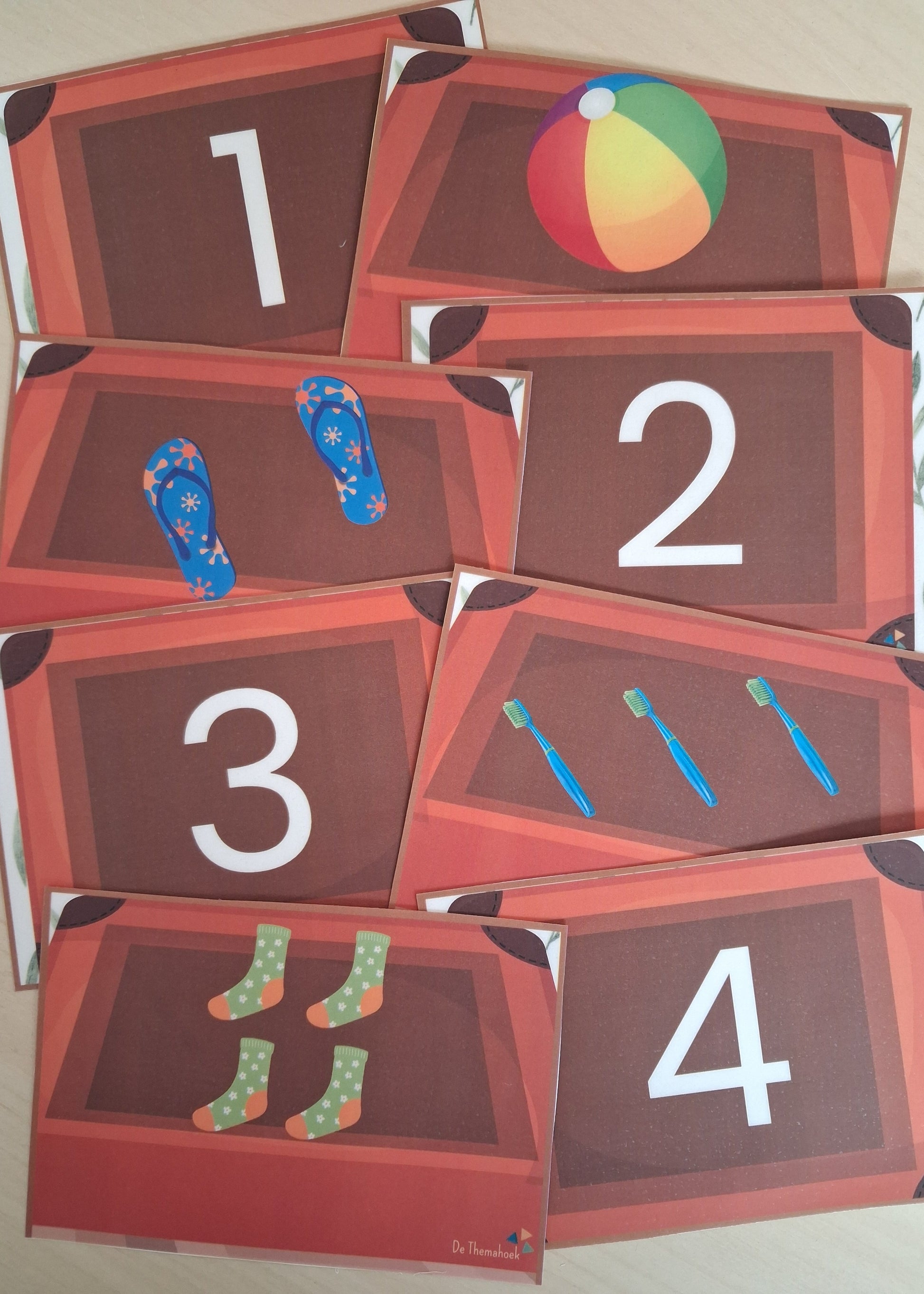 cijfers, cijferherkenning, cijferkennis, getalbegrip, rekenen, thema de camping, thema vakantie, thema op reis, thema vervoersmiddelen, kleuters, groep 1/2, spel, bewegend leren, woordenschat, tellen, inloop, de themahoek