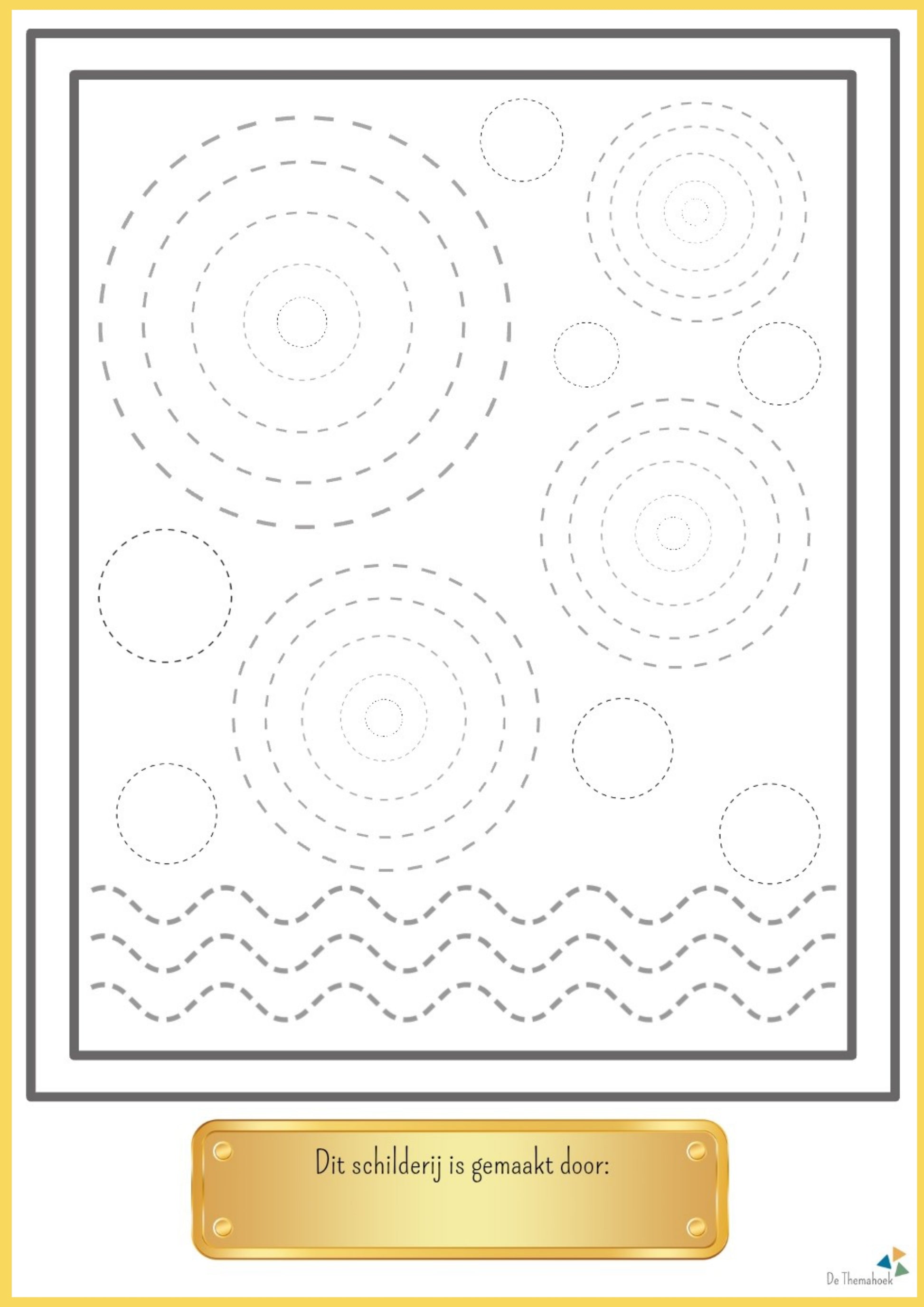 thema kunst schrijfpatronen voor groep 1/2, de themahoek, themahoek