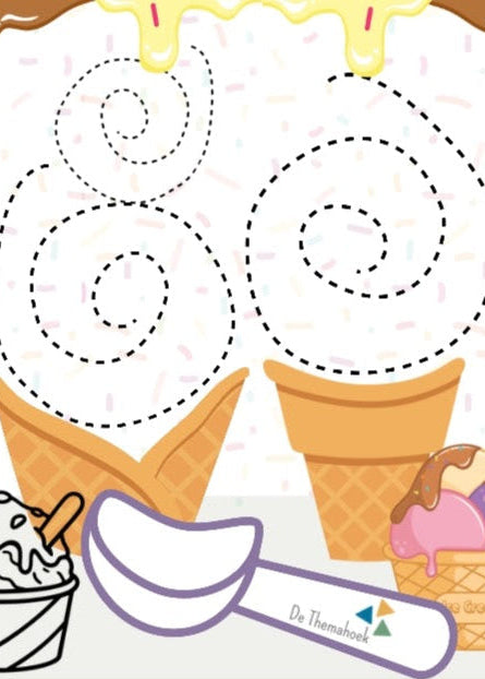 thema vakantie, thema zomer, thema op reis, kleuters, schrijfpatronen, aanvankelijk schrijven, inloop, inloopactiviteiten, woordenschat, de themahoek, motoriek, fijne motoriek, de ijswinkel, aanvankelijk schrijven, 