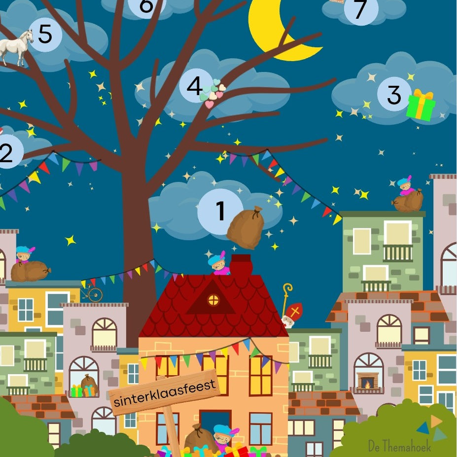 sint aftelkalender kleuters, sinterklaas kalender, sint, sinterklaas, kleuters, thema sint, sint, groep 1/2, de themahoek, themahoek, gratis sint kalender