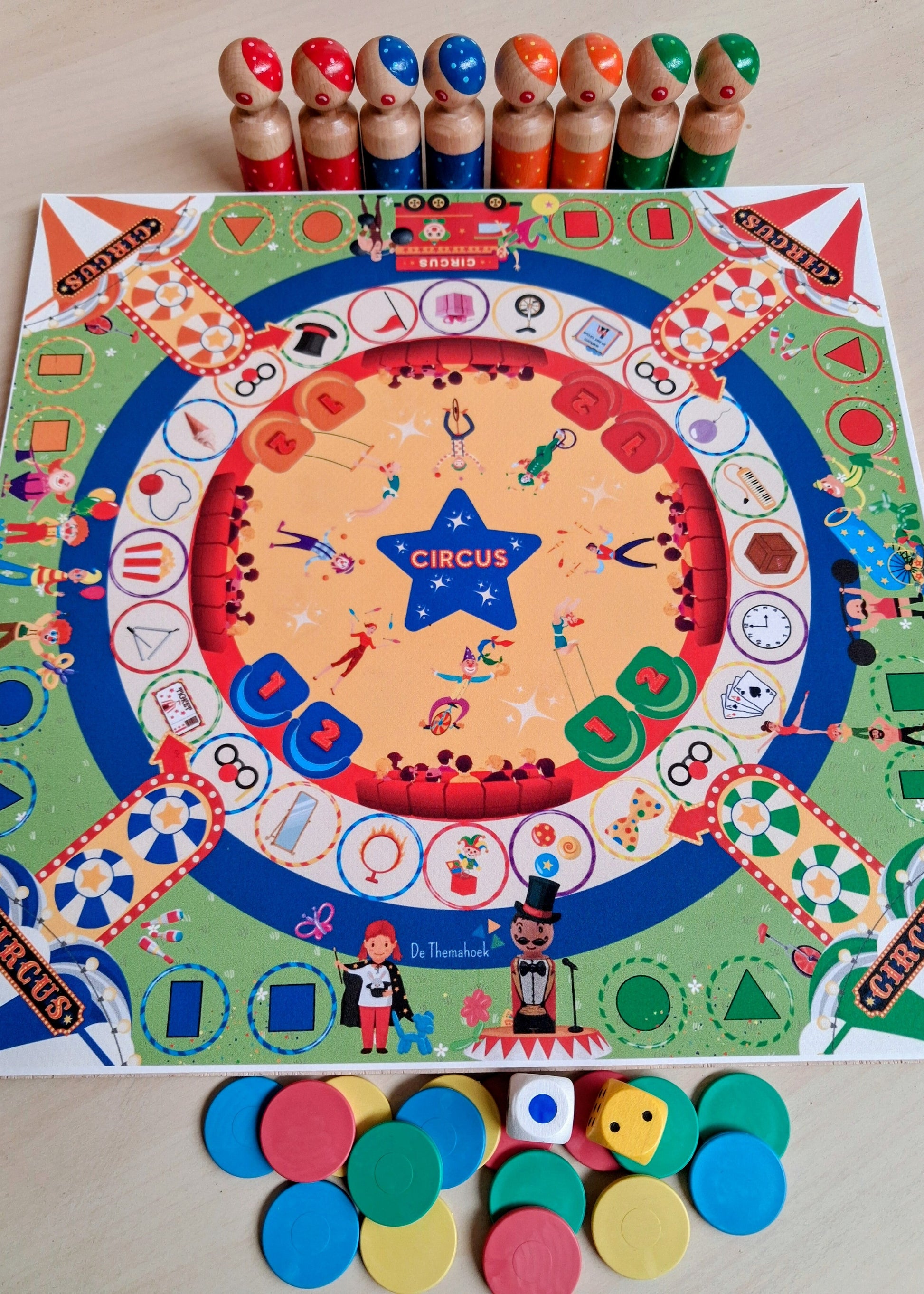 thema circus, vorm en kleur, kleuters, groep 1/2, tellen, rekenen, woordenschat, de themahoek, themahoek circus, thema spot on