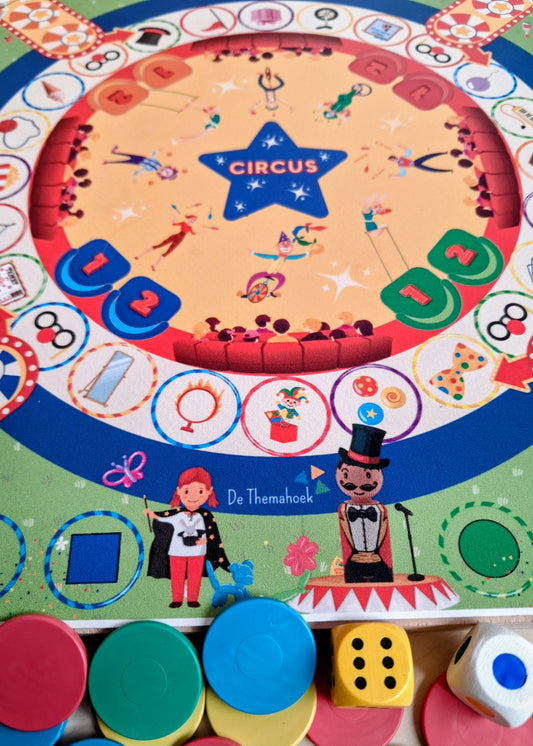 thema circus, kleuters, groep 1/2, thema spot on, tellen, rekenen, welkom in het circus, kleur en vorm, kleuren, vormen, de themahoek, themahoek circus