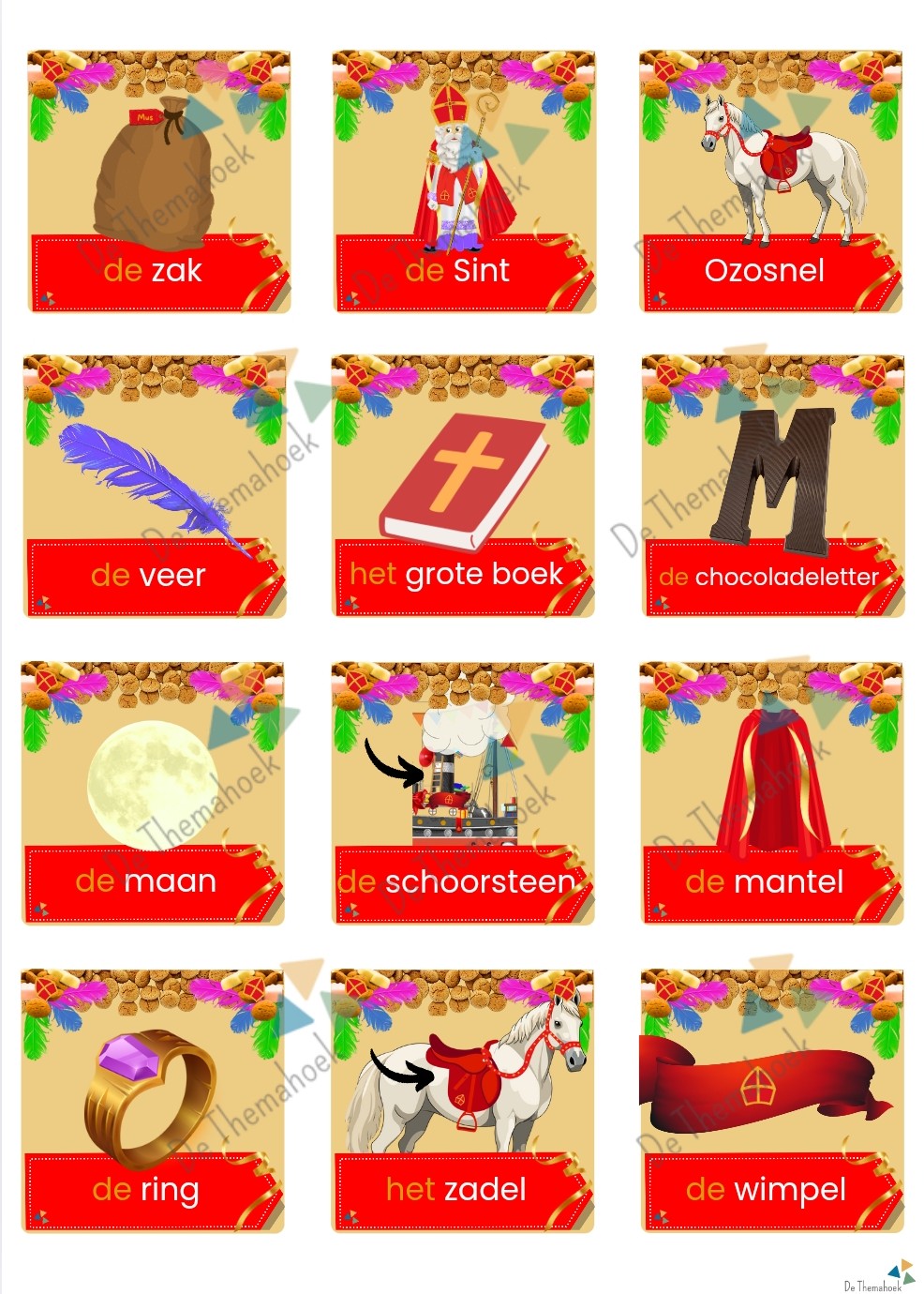 spel sint, memory sint, woordenschat sint, thema sint, thema sinterklaas, groep 1/2, de themahoek, themahoek, auditieve oefeningen sint, kleuters