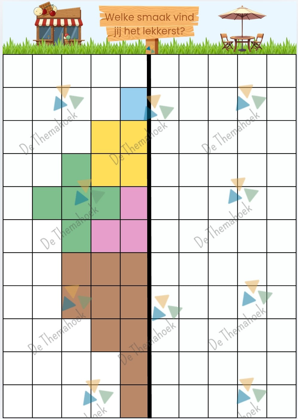 inloop, kleuters, groep 1/2, spiegelen, spiegeltekening, symmetrie, rekenen, tellen, keuren, thema vakantie, thema ijs, thema zomer, thema camping, thema op reis, de themahoek