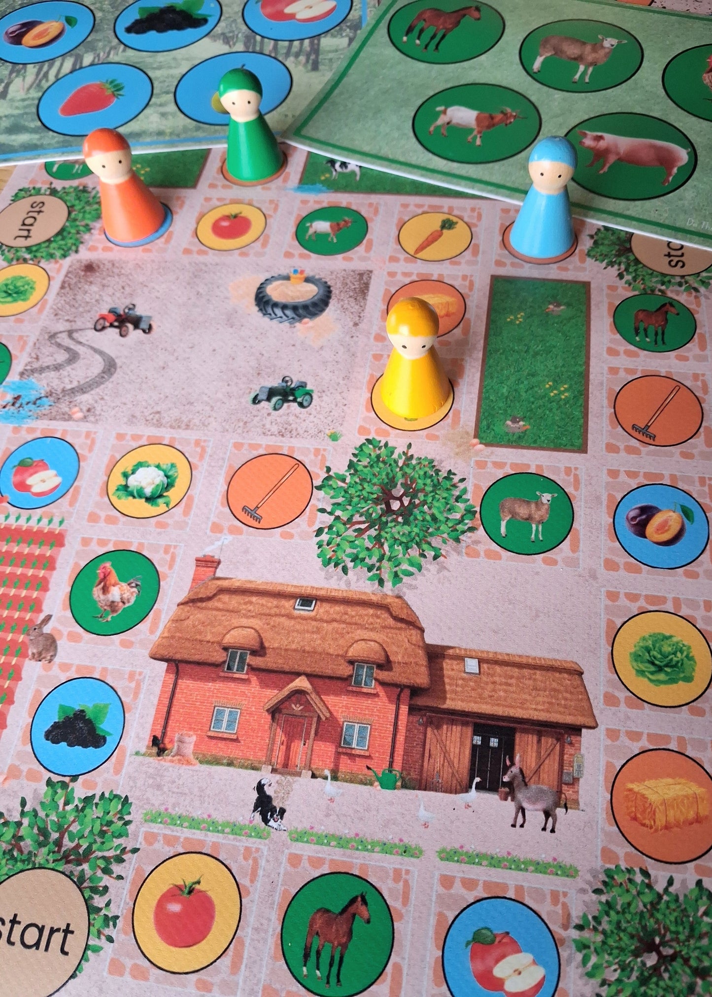 spel, thema boerderij, kleuters, groep 1/2, boerderijdieren, lotto, bingo, bordspel, executieve functies, woordenschat, de themahoek, themahoek