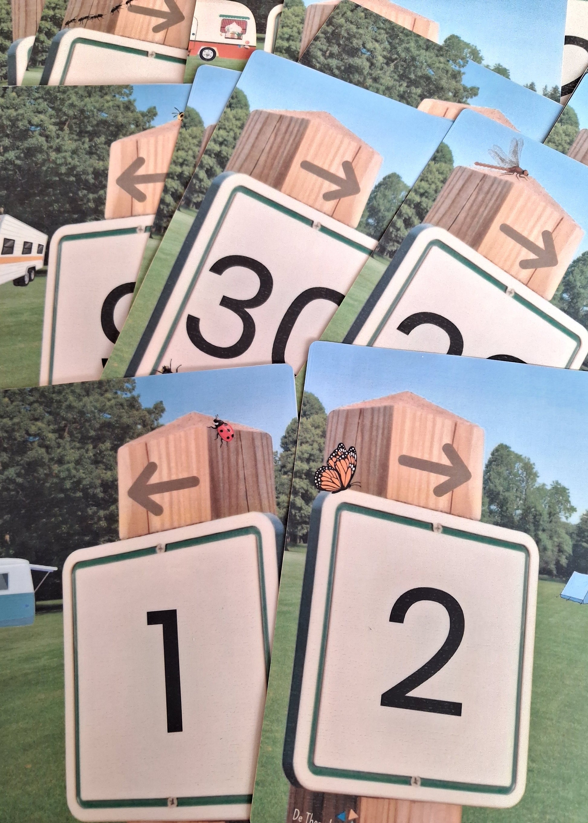 thema vakantie, thema camping, thema zomer, cijferkaarten, tellen, getallen, getalbegrip, cijfers, rekenen, rekenbundel, inloopactiviteiten, inloop, bewegend leren, de themahoek, kleuters, groep 1/2