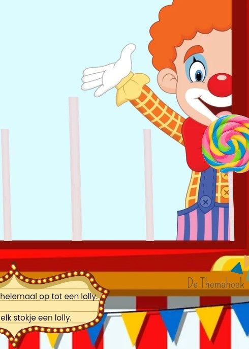 kleikaarten, circus, thema circus, kleikaarten circus, kleuters, groep 1/2, kleien, fijne motoriek, inloop, de themahoek, themahoek circus, thema spot on, thema kinderboekenweek, kinderboekenweek 2026, woordenschat, tellen