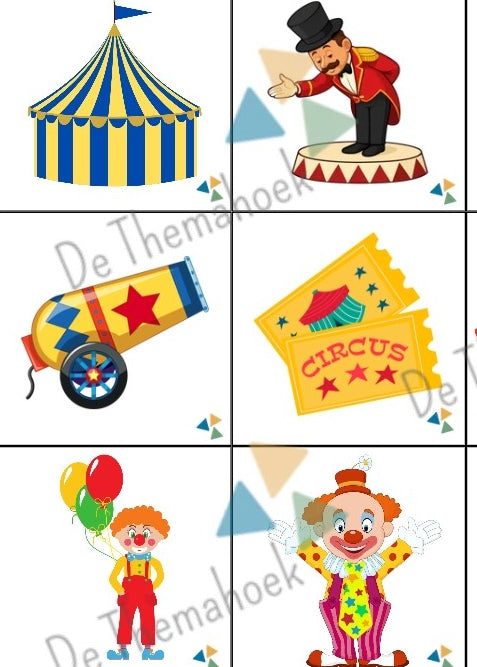 plattegrond, coderen, thema circus, circus, rekenen. plaatbepaling, ruimtelijke oriëntatie, links en rechts, de themahoek, themahoek circus, programmeren, cijferkennis, tellen, spel