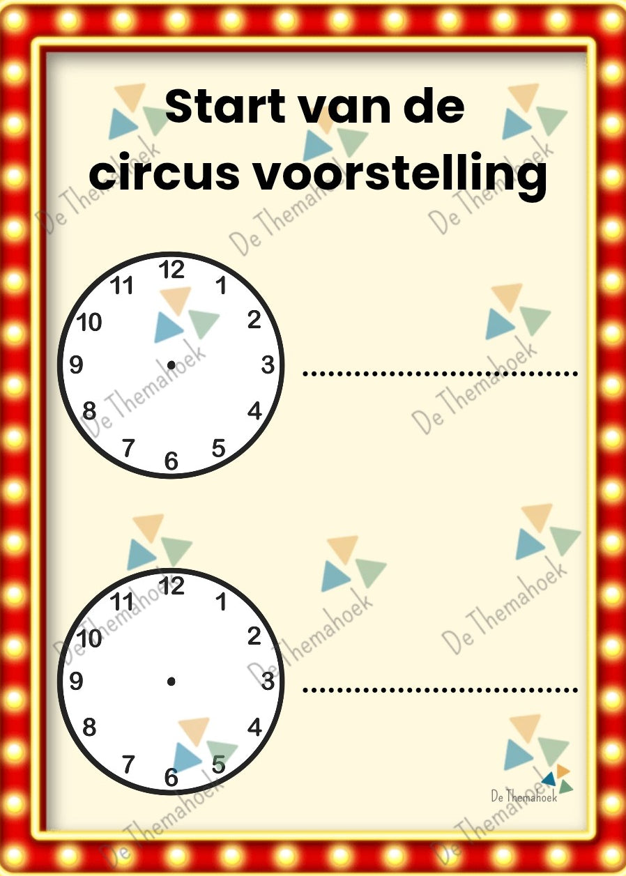 thema circus, kleuters, rekenen, groep 1/2, geld, themahoek circus, speelgeld circus, tellen, cijferherkenning, spelhoek, getalrij, cijferkaarten, telkaarten, de themahoek, rekenbegrippen, rollenkaartjes, thema spot on, circusvoorstelling
