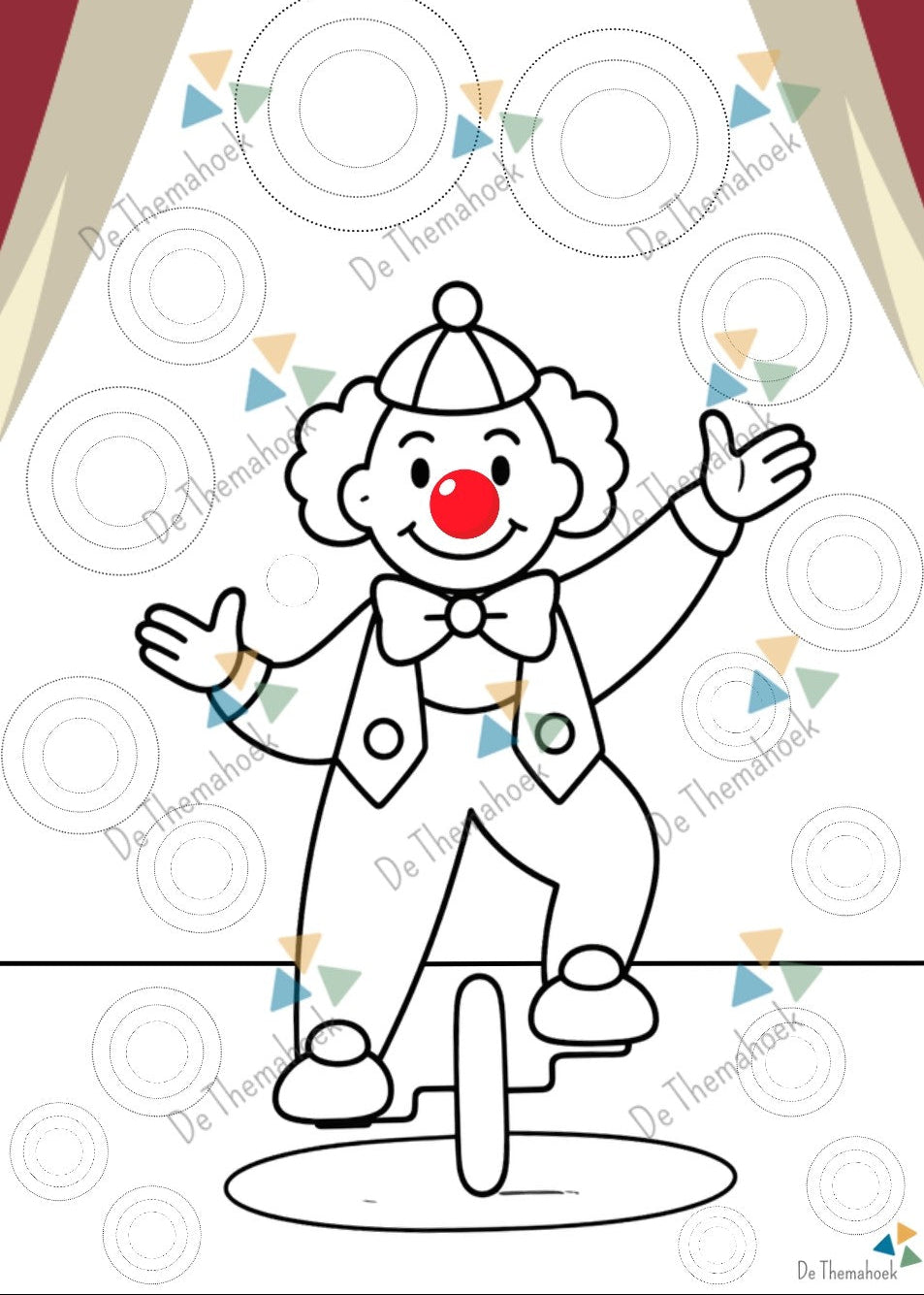 schrijfpatronen thema circus, thema circus, thema spot on, kleuters, groep 1/2 kinderboekenweek 2026, spot on, aanvankelijk schrijven, circus, fijne motoriek, inloopbundel, tekenen circus, de themahoek, themahoek circus, woordenschat