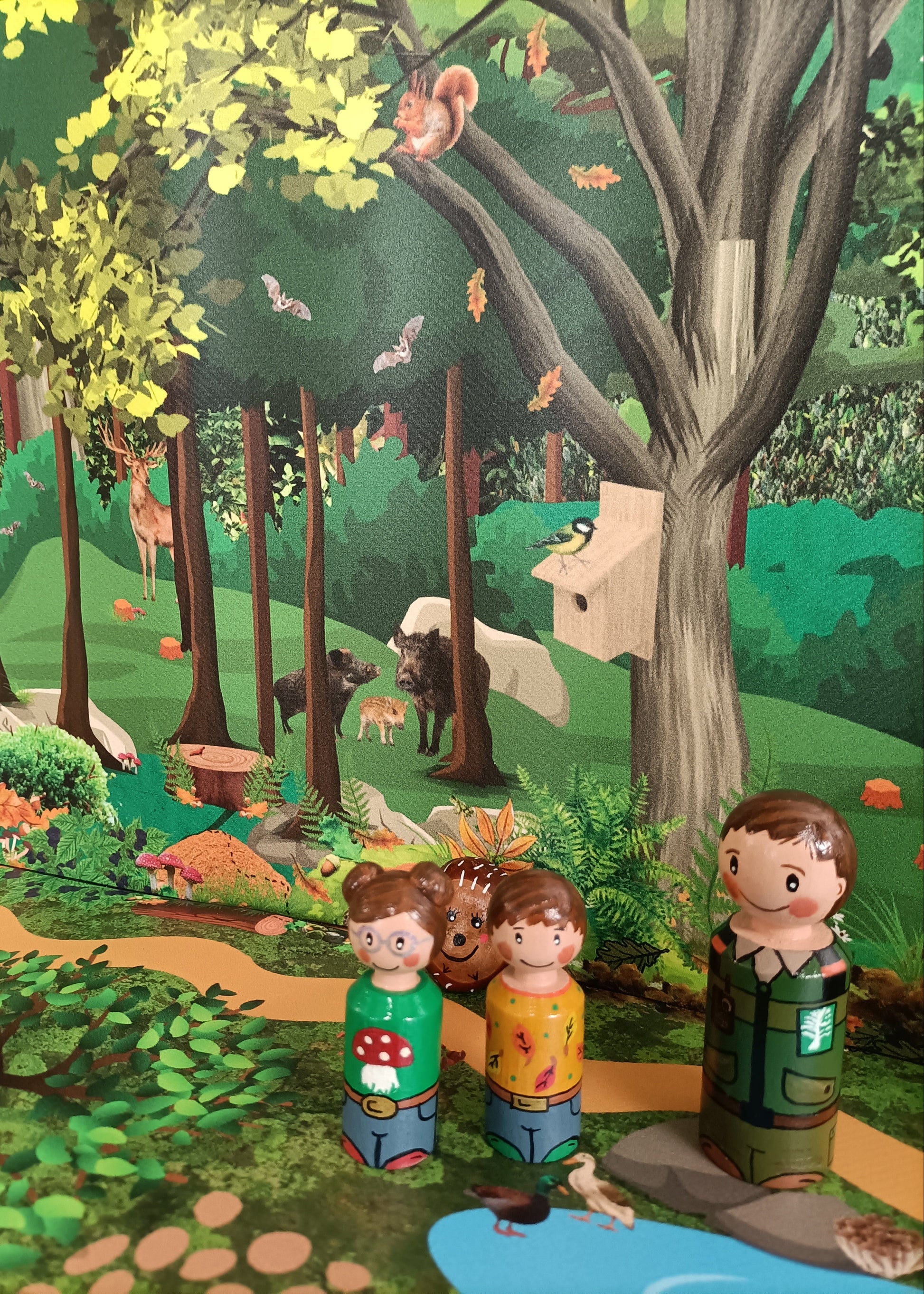 verteltafel thema bos, woordenschat bos, kleuters, thema bos, auditieve oefeningen thema bos, de themahoek, themahoek bos, de boswachter, thema herfst kleuters, herfst groep 1/2