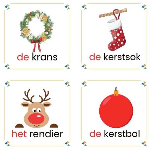 thema kerst groep 1/2  memory  en woordkaarten van de themahoek