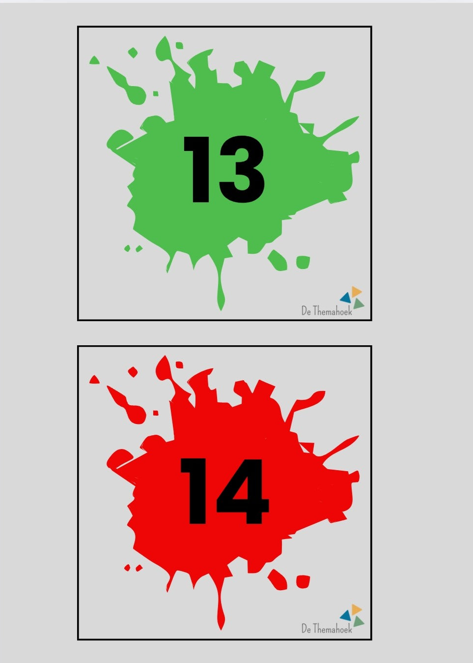 getalkaarten, thema kunst, kleuters, groep 1/2, cijferkaarten, tellen, rekenen, getalrij, kunst, thema museum, de themahoek, themahoek kunst
