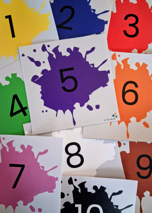 thema kunst, cijfers, kleuters, cijferkaarten, getalkaarten, tellen, groep 1/2, thema museum, de themahoek, themahoek kunst
