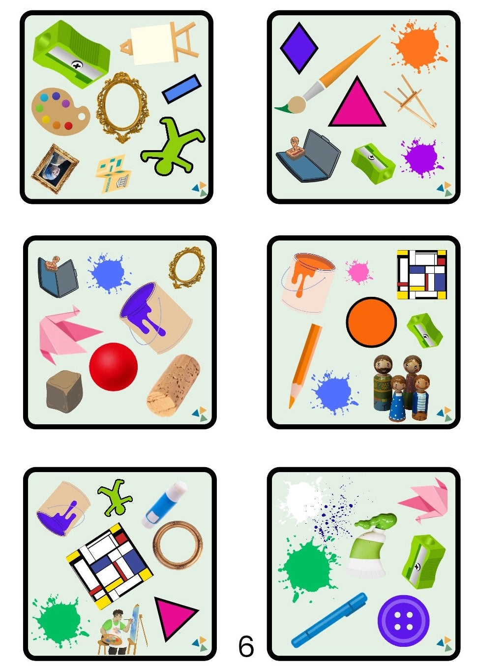 thema kunst, dobble, thema museum, kleuters, nt2 onderwijs, woordenschat, executieve functies, spel, vorm en kleur, inloop, de themahoek, themahoek kunst