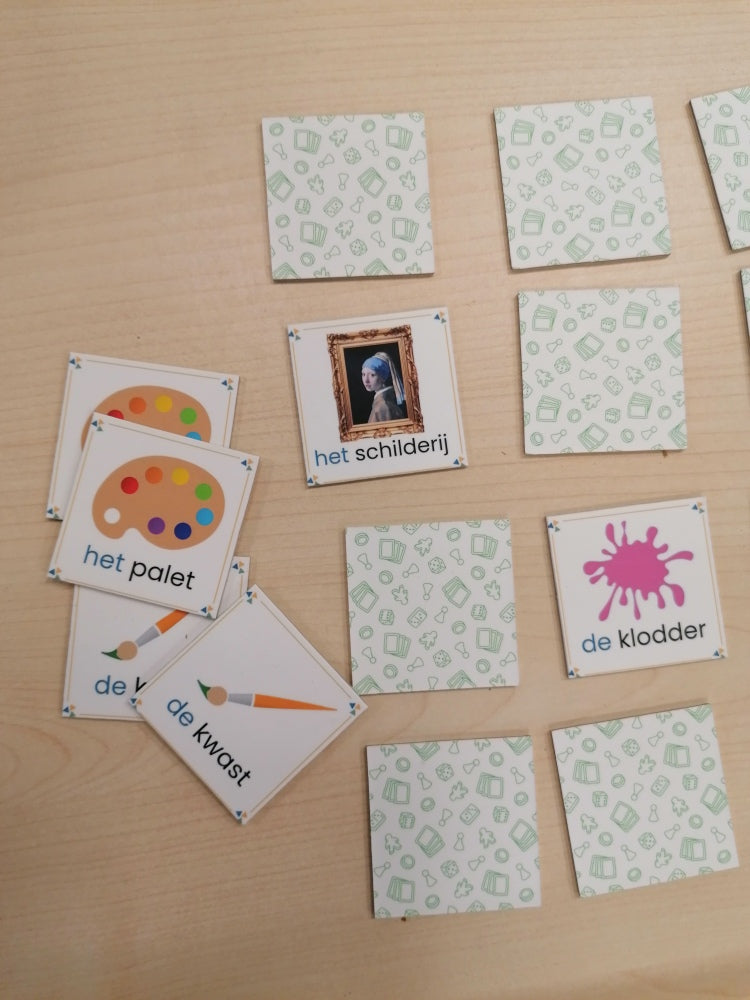 memory thema kunst, voor groep 1/2 en nt2 onderwijs, de themahoek