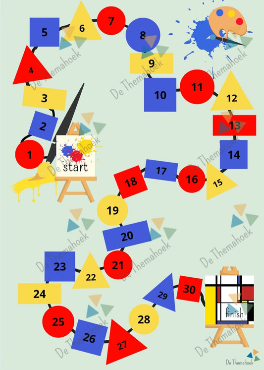 thema kunst spel  vormen en kleuren kleuters en groep 1/2  de themahoek, kunst met kleuters, thema kunst, kunst kleuters, kunst groep 1/2, gratis, spel vorm en kleur, thema kunst, thema vormen en kleuren, de themahoek, themahoek