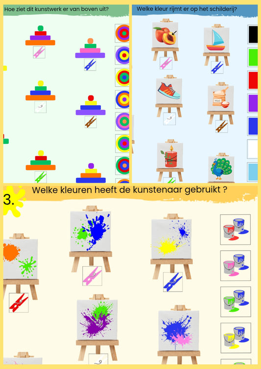 thema kunst spellen knijpkaarten groep 1/2 de themahoek