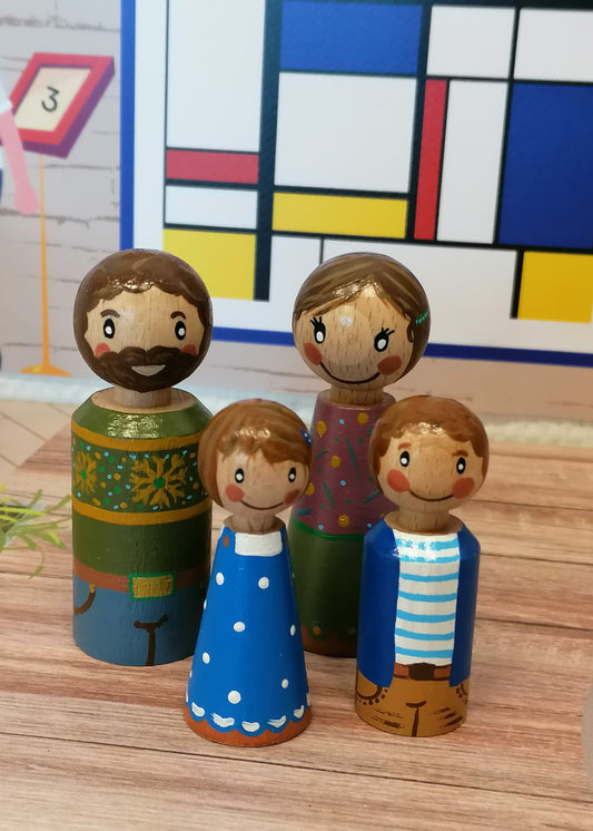 thema kunst in het museum verteltafel poppetjes de themahoek, woordenschat, kleuters, groep 1/2, de themahoek, themahoek, spelhoek kunst, spelhoek, verteltafel, houten poppetjes