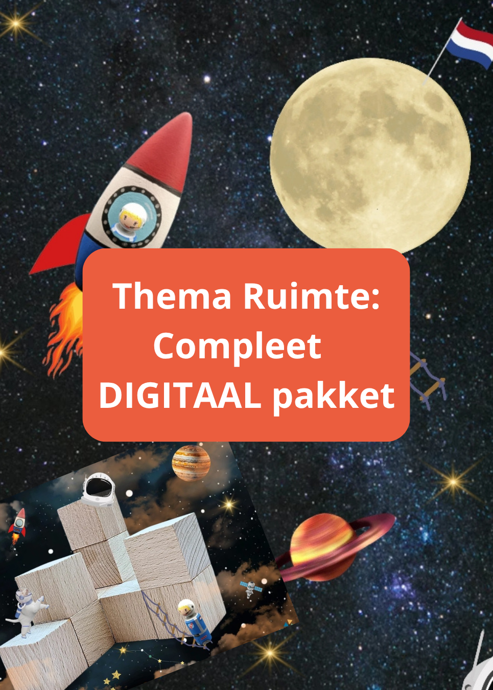 thema ruimte, inloop, rekenen, woordenschat, taalontwikkeling, spel thema ruimte, thema ruimte kleuters, groep 1/2, kleuters, de themahoek, themahoek ruimte, thema de ruimte