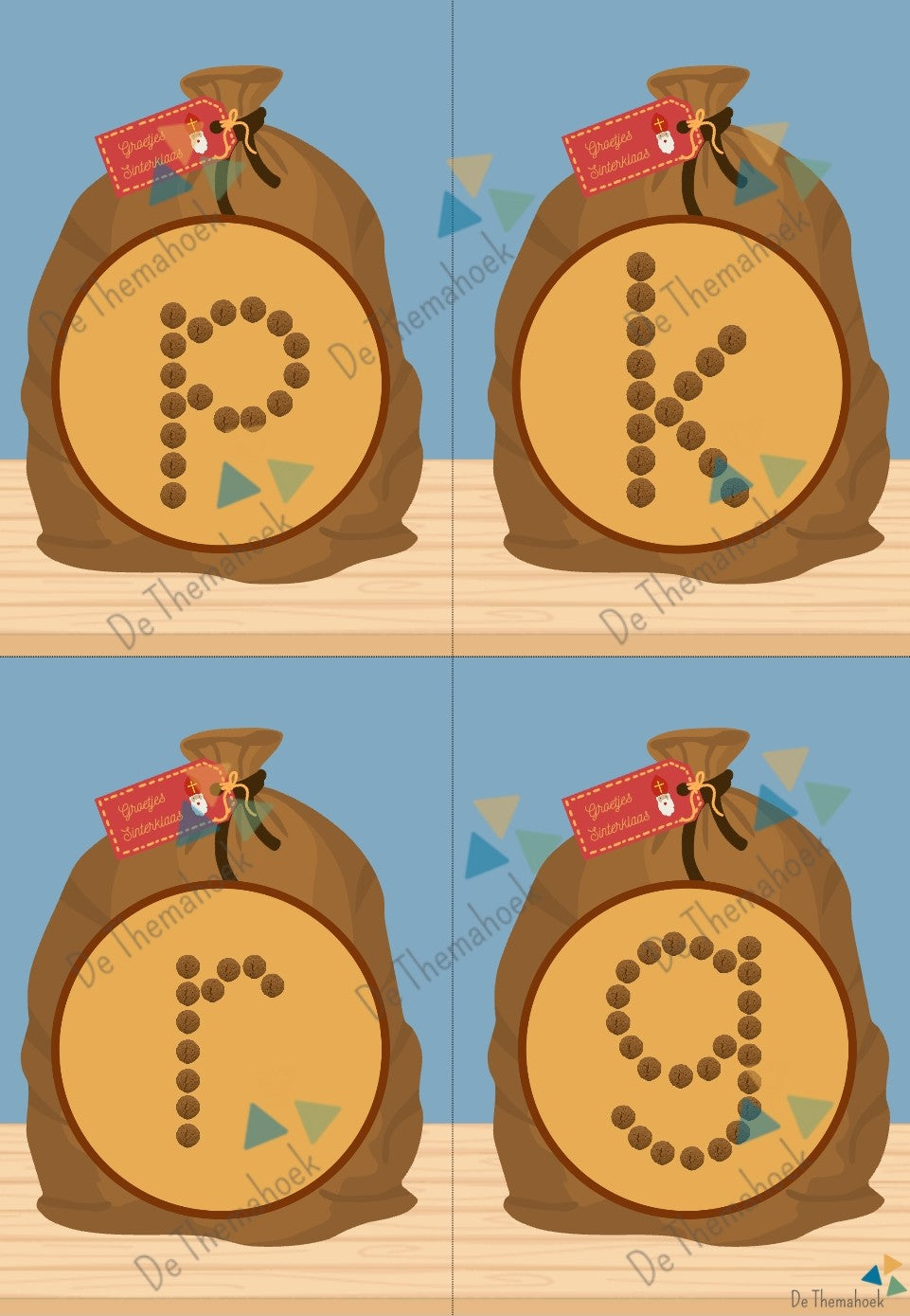 rijmen, letters, sint, thema sint, thema sinterklaas, sinterklaas, de zak van sinterklaas. pepernootletters, de themahoek, chocoladeletters, rijmspel, spel, letterherkenning, kleuters, groep 1/2