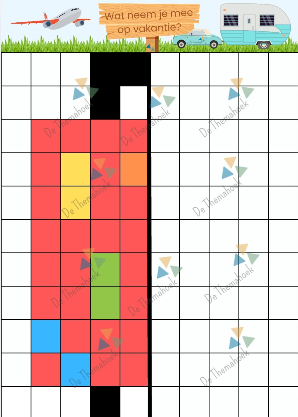 inloop, kleuters, groep 1/2, spiegelen, spiegeltekening, symmetrie, rekenen, tellen, keuren, thema vakantie, thema ijs, thema zomer, thema camping, thema op reis, de themahoek