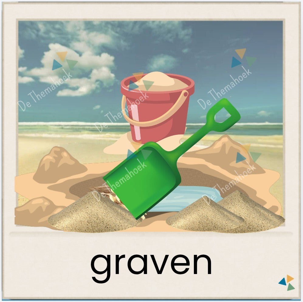 kleuters, groep 1/2, memory thema vakantie, memory, thema vakantie, thema op reis, thema strand, thema zomer, woordenschat, auditieve oefeningen, de themahoek, themahoek, woordkaarten 