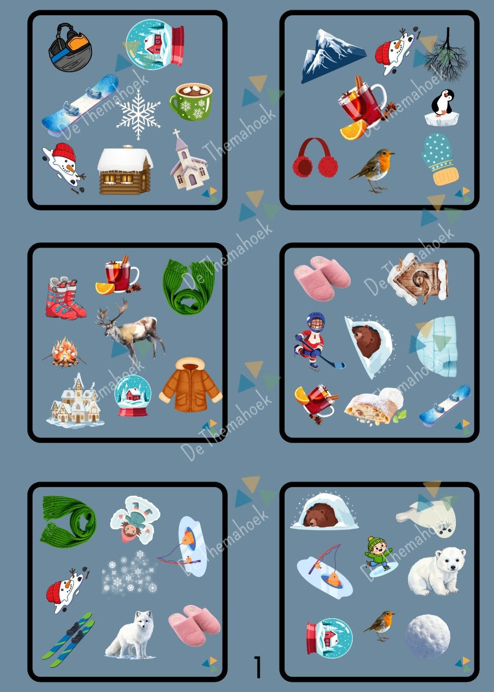 thema winter, kleuters, groep 1/2, dobble, winter, spel, woordenschat, auditieve oefeningen, nt onderwijs, groep 3, de themahoek, themahoek