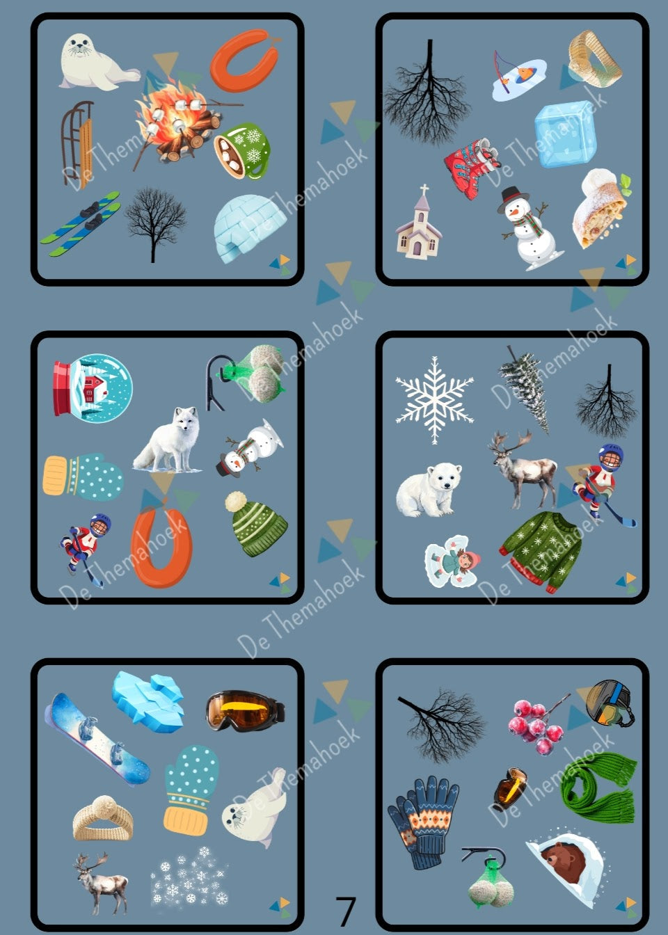 thema winter, kleuters, groep 1/2, dobble, winter, spel, woordenschat, auditieve oefeningen, nt onderwijs, groep 3, de themahoek, themahoek, winterspel, winter kleuters