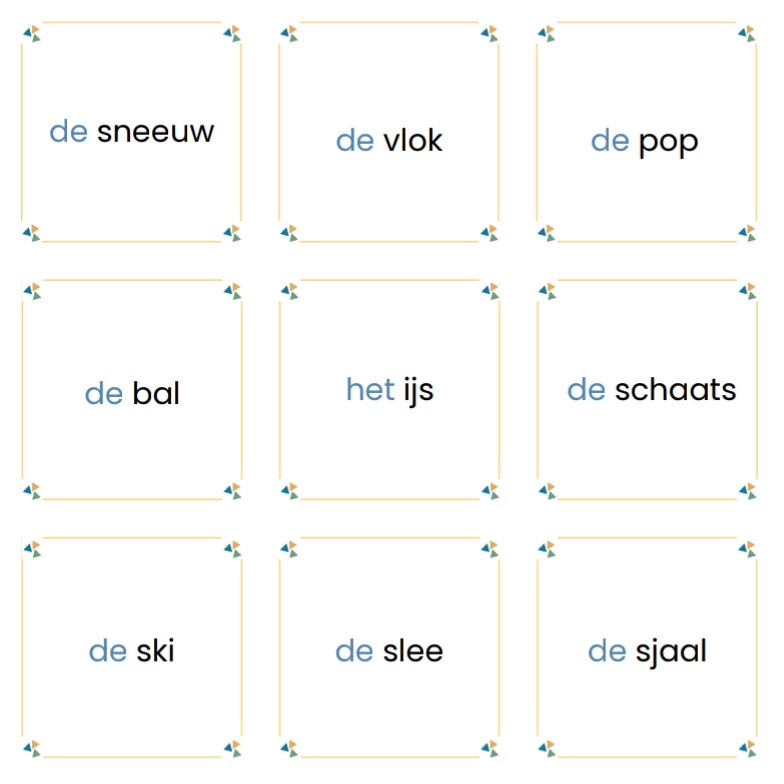 thema winter memory en woordkaarten voor groep 1/2 en 3 , de onderbouw, nt2 van de themahoek