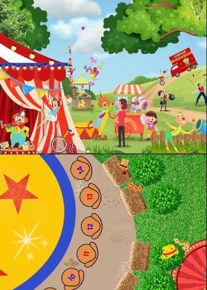 verteltafel, taalontwikkeling, woordenschat, thema circus, thema spot on, kinderboekenweek, auditieve oefeningen, circus, groep 1/2, kleuters, de themahoek