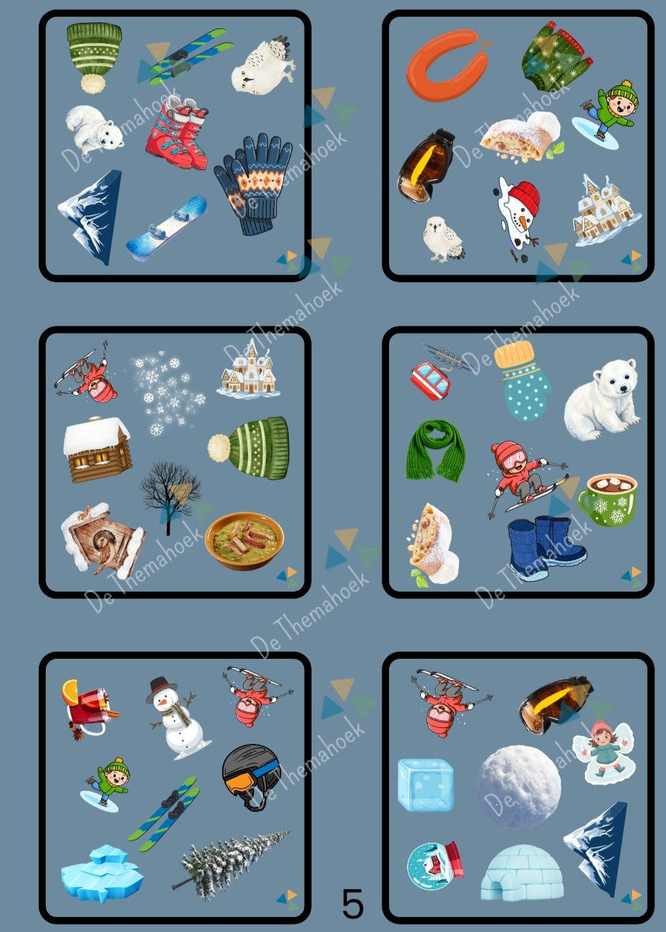 thema winter, kleuters, groep 1/2, dobble, winter, spel, woordenschat, auditieve oefeningen, nt onderwijs, groep 3, de themahoek, themahoek, winterhoek, spelhoek winter