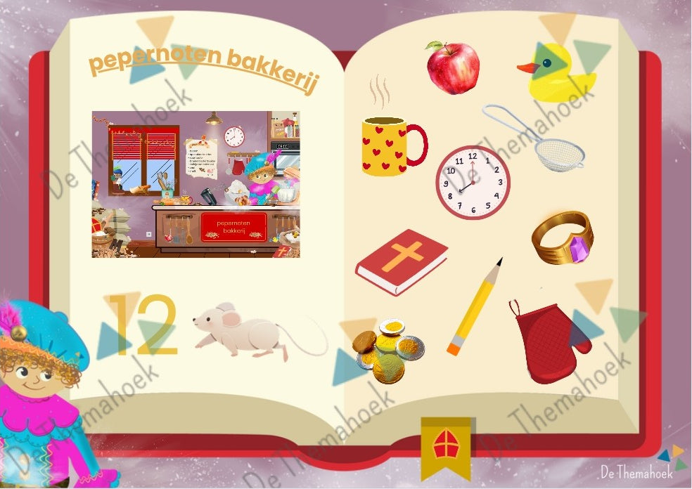 kleuters, peuters, thema sint, thema sinterklaas, sint, sinterklaas, tellen, spel sint, zoekplaat, woordkaart, praatplaat, woordenschat, auditieve oefeningen, de themahoek, themahoek sint